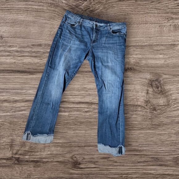KUT From the Kloth Ankle Straight Leg  Cropped Cuffed Jeans Plus Size - Picture 1 of 6